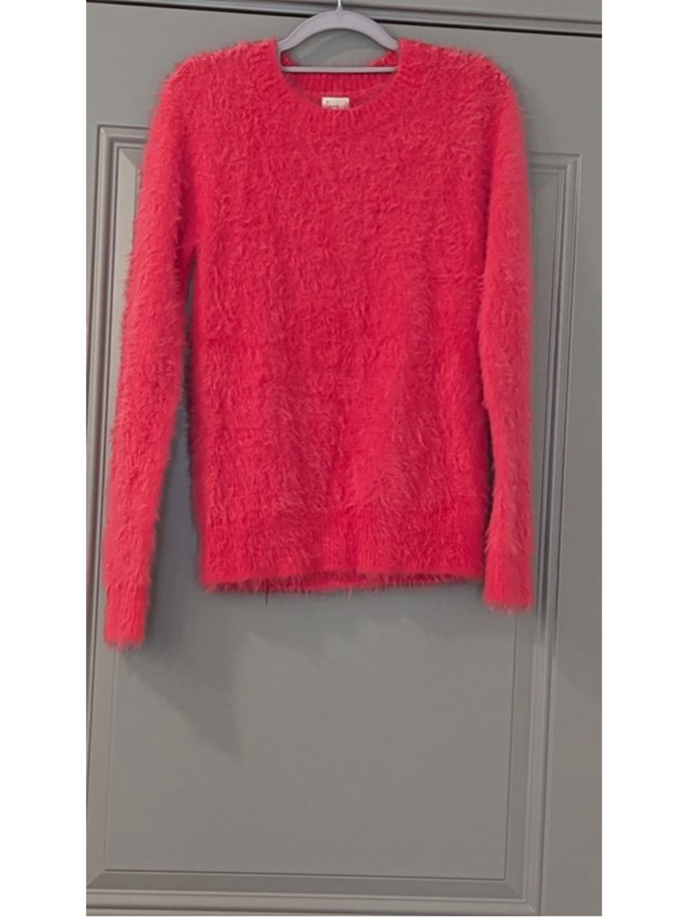 Women's A New Day Red Fuzzy Crew Neck Sweater XS